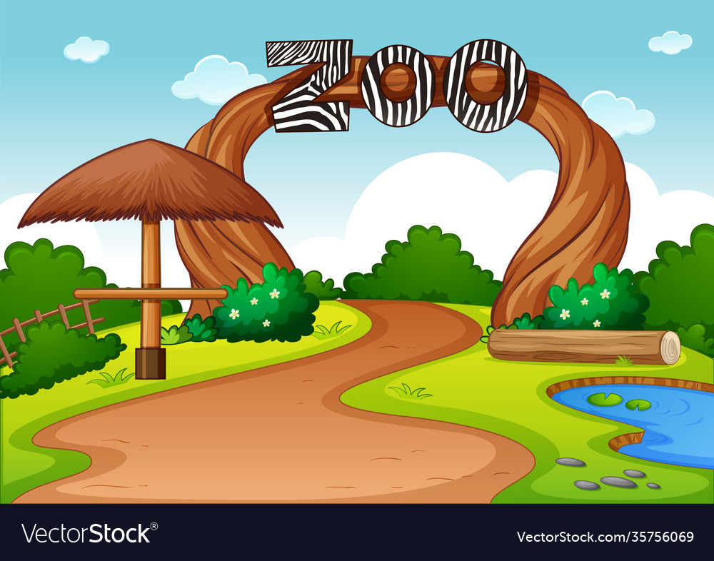 Empty zoo in nature scene vector image Empty zoo in nature scene