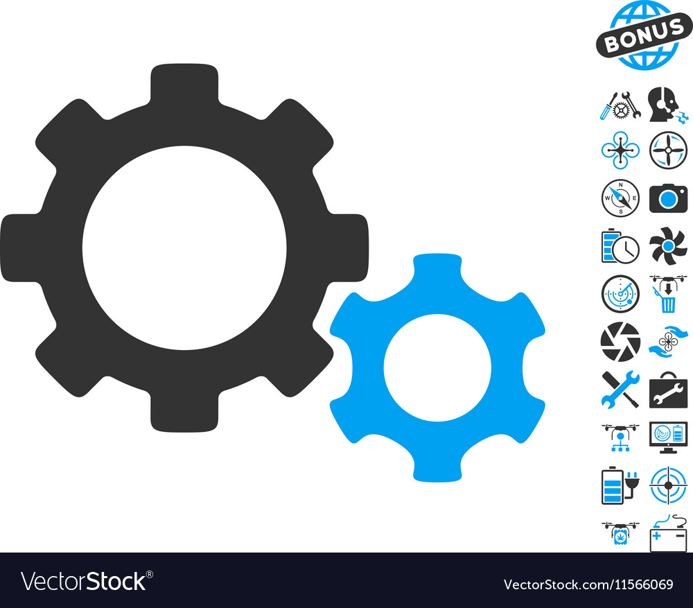 Gears icon with air drone tools bonus