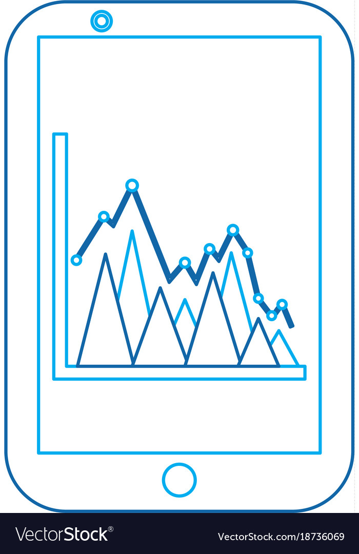 Graph chart on cellphone screen icon image