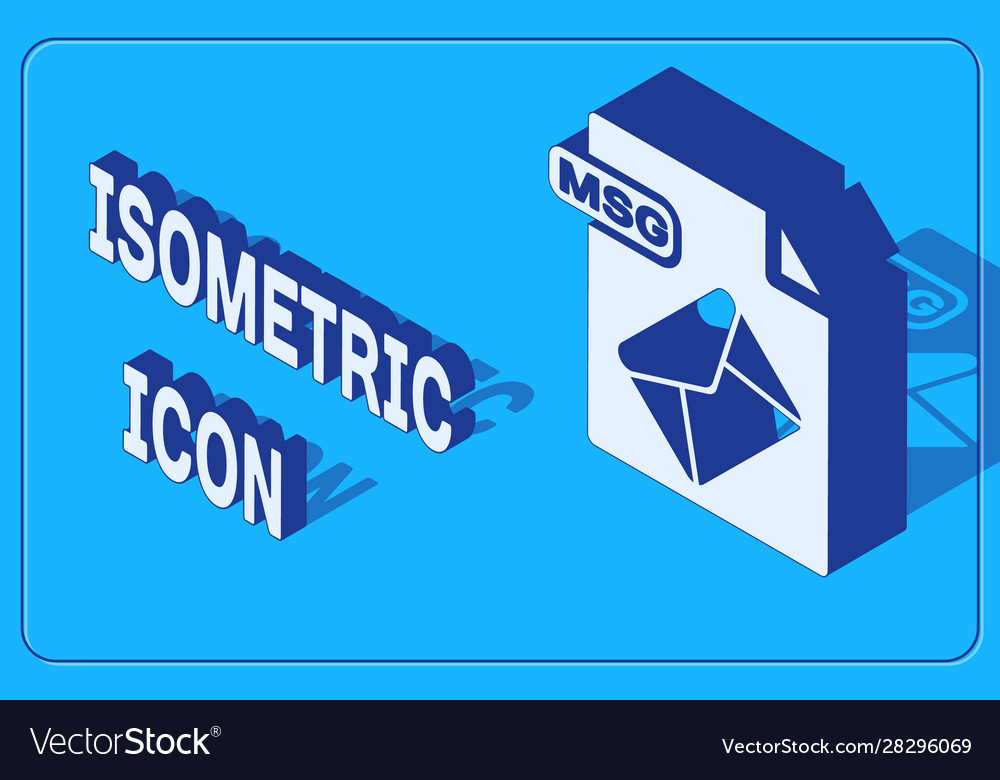 Isometric msg file document download button vector image Isometric msg file document download button