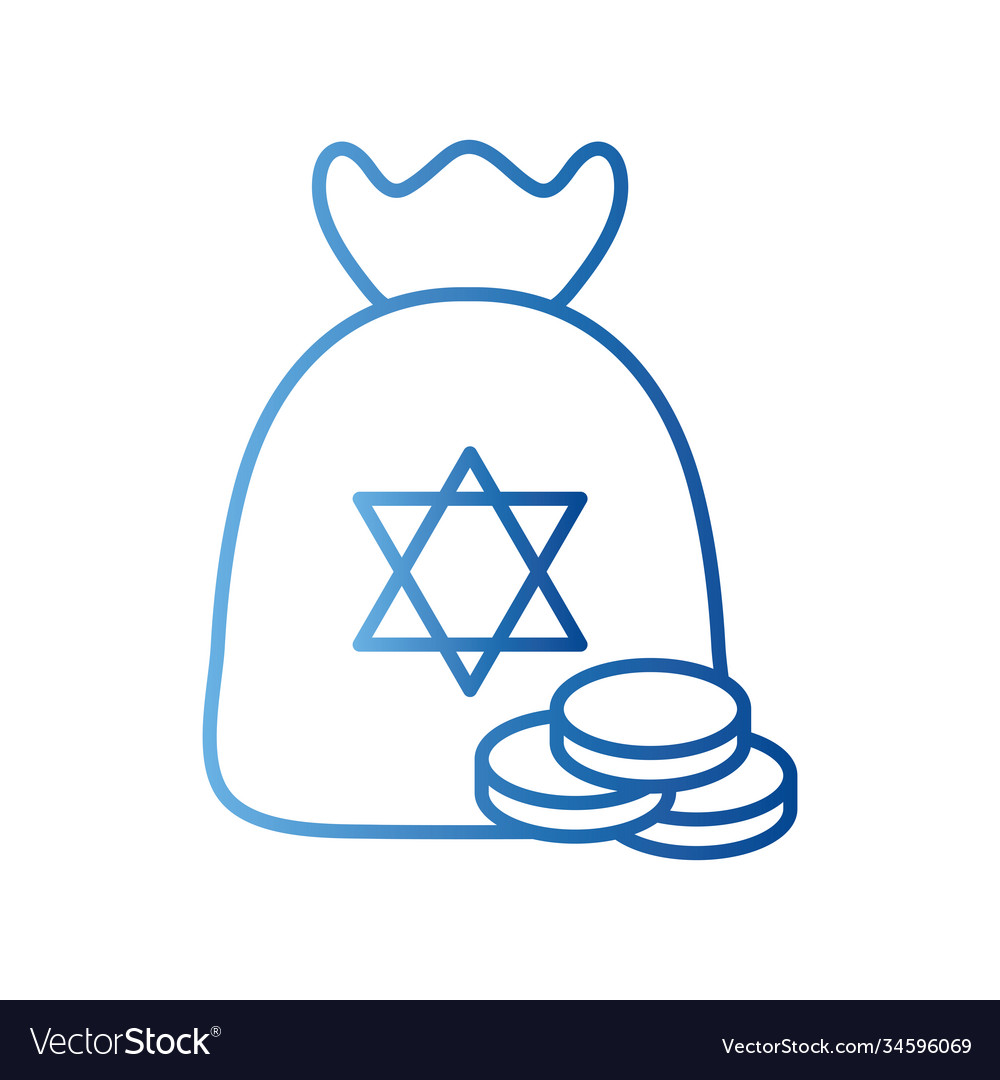 Jüdische Gelbeutel mit Münzen Gradienten-Symbol