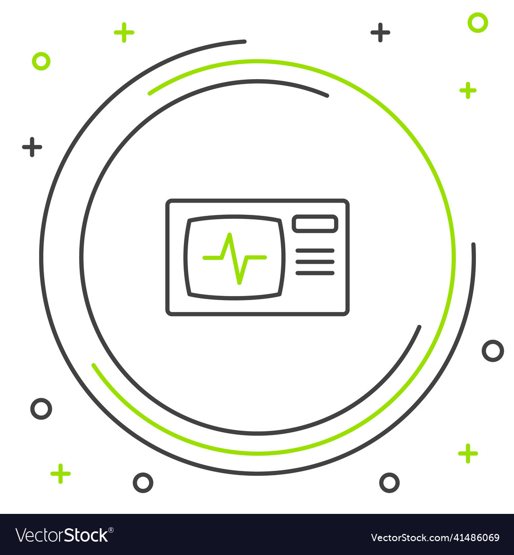 Line computer monitor with cardiogram icon