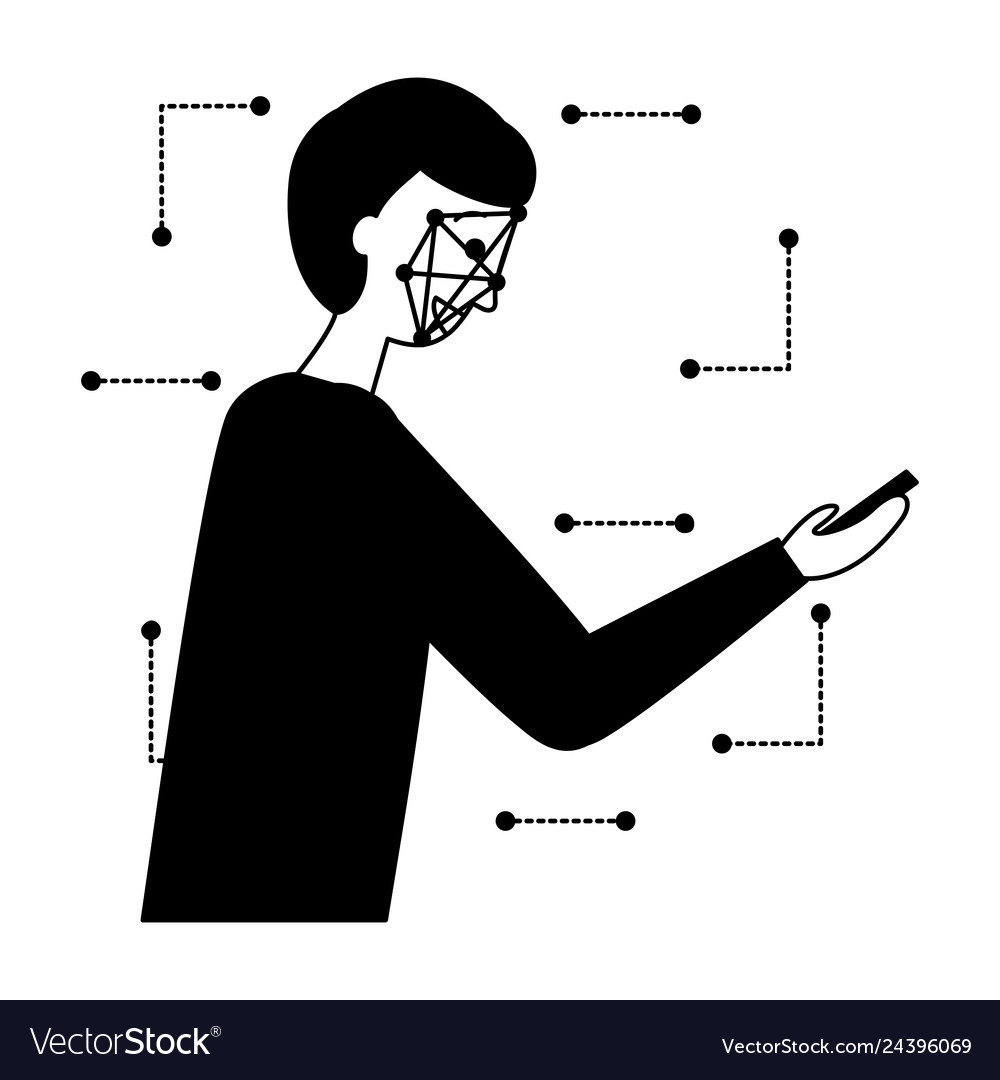 Man face scan biometric digital technology vector image Man face scan biometric digital technology