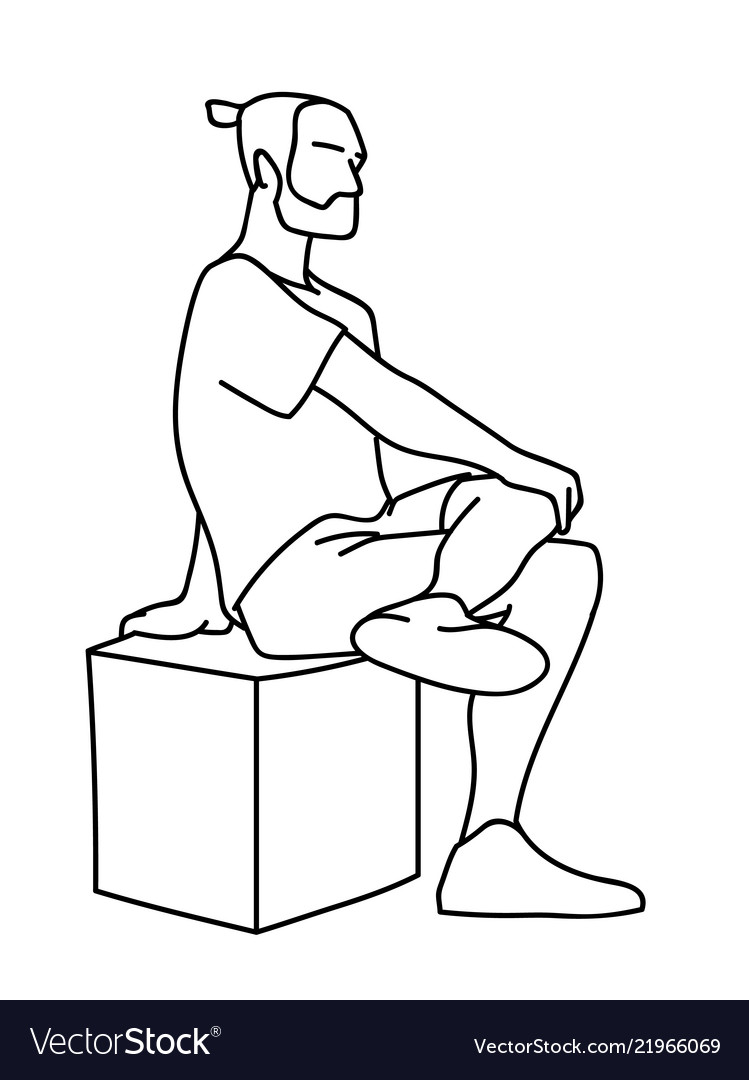 Man with Foot on Cube