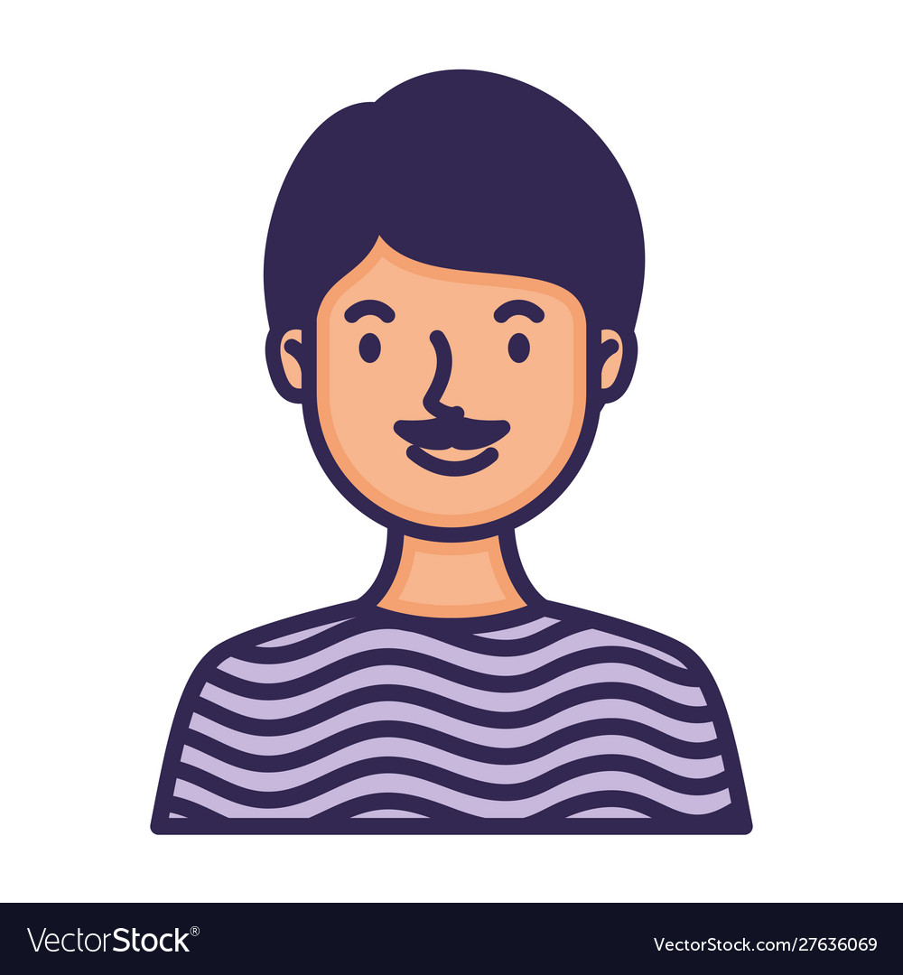 Man with mustache avatar character fill style