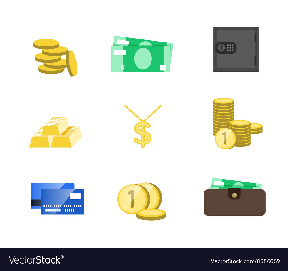 Money icons set sign cash saving