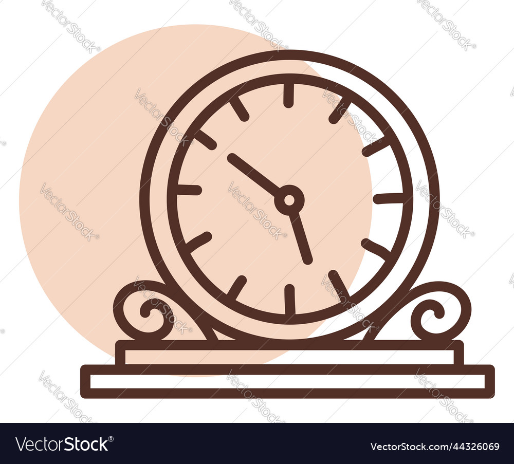 Old table clock on a white background