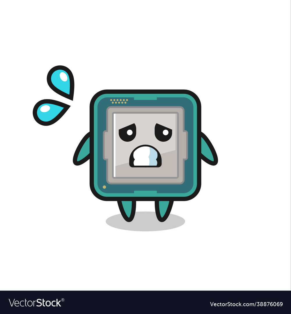 Processor mascot character with afraid gesture vector image Processor mascot character with afraid gesture