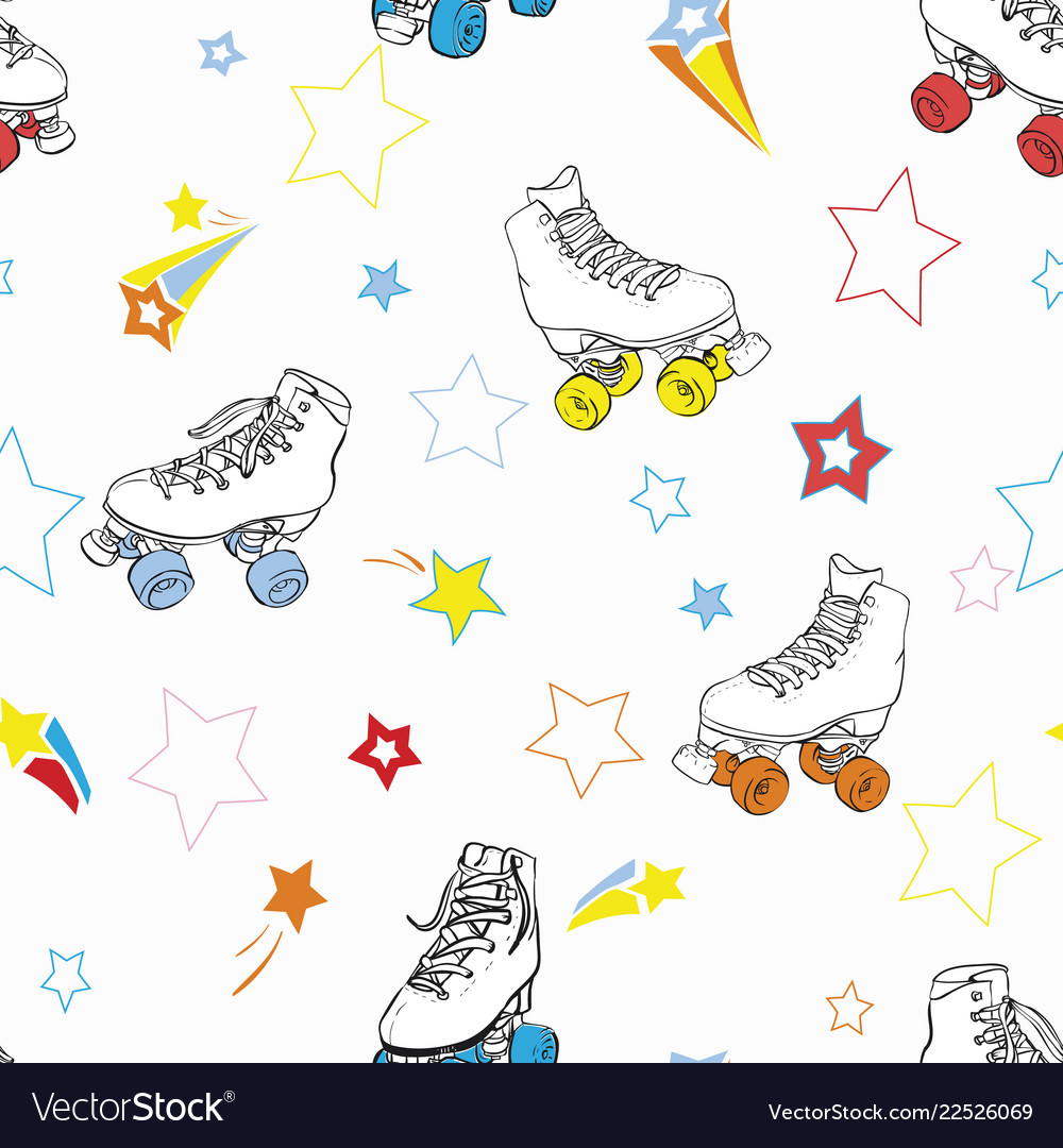 Roller skates with stars in rainbow colors Vector Image