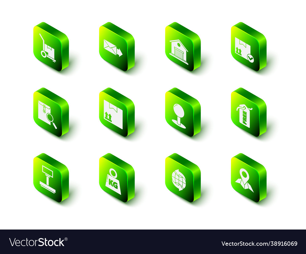 Set envelope warehouse package box with check vector image Set envelope warehouse package box with check