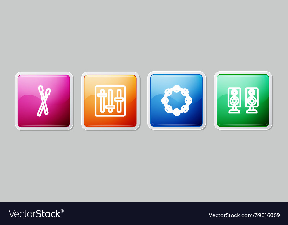 Set line drum sticks sound mixer controller Vector Image Set line drum sticks sound mixer controller