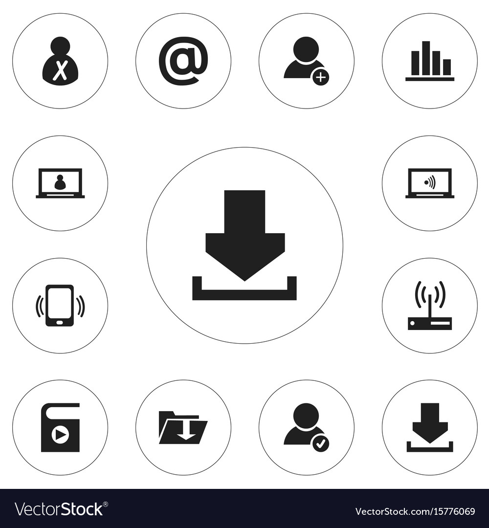 Set of 12 editable network icons includes symbols