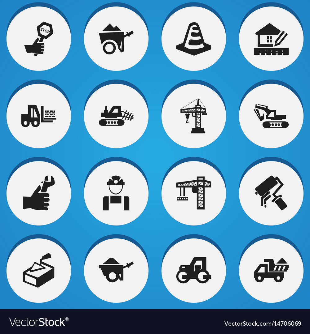 Set of 16 editable building icons includes