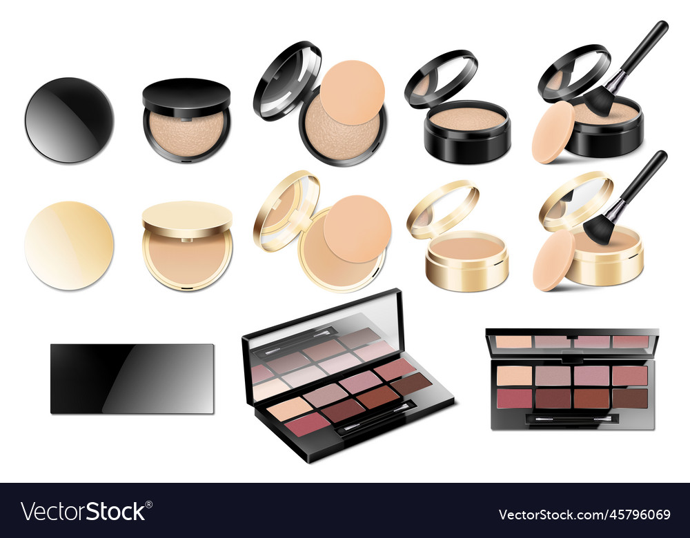 Set of realistic cosmetic makeup products blank