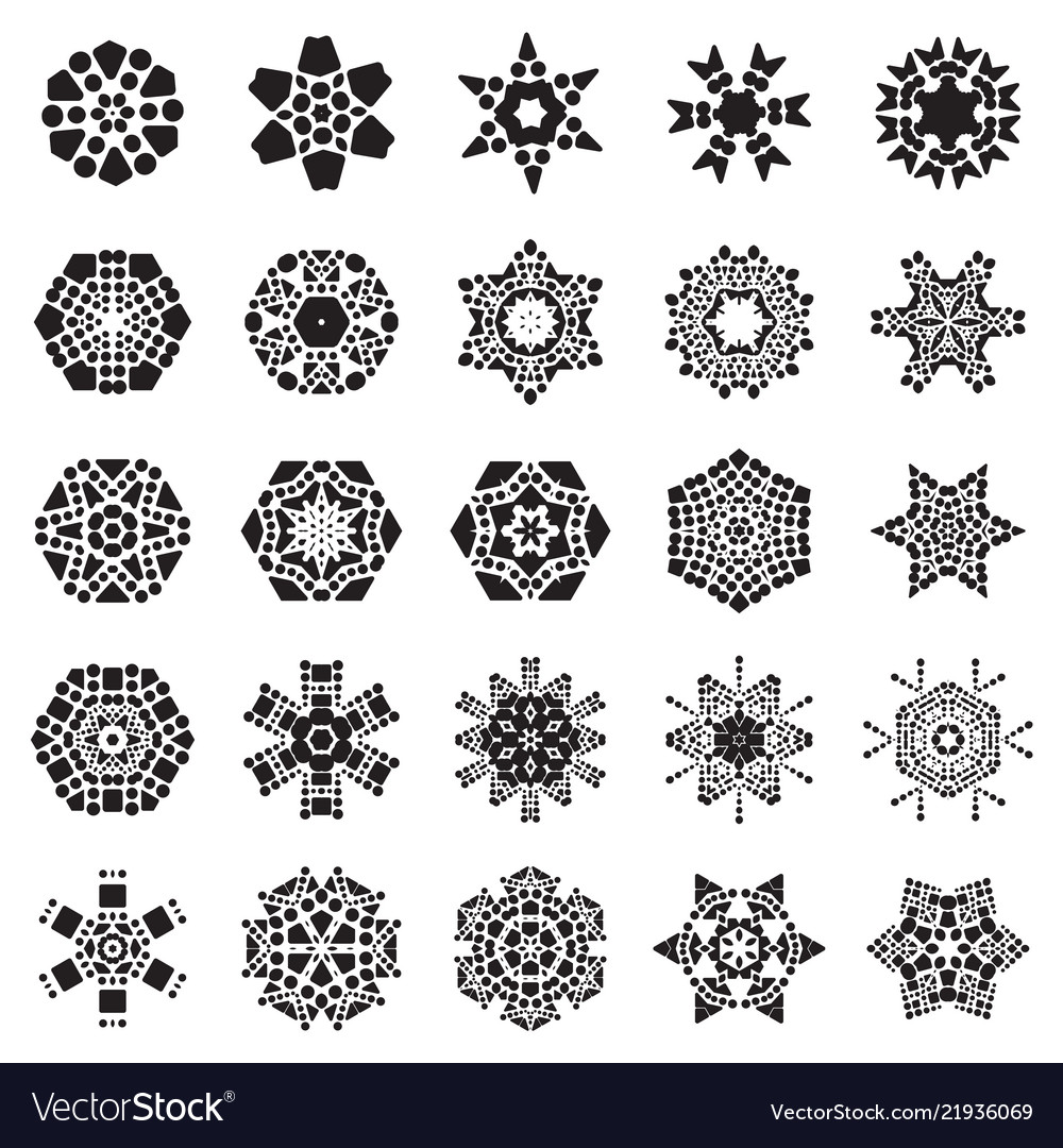 Set of simple snowflake icon isolated on white Vector Image Set of simple snowflake icon isolated on white