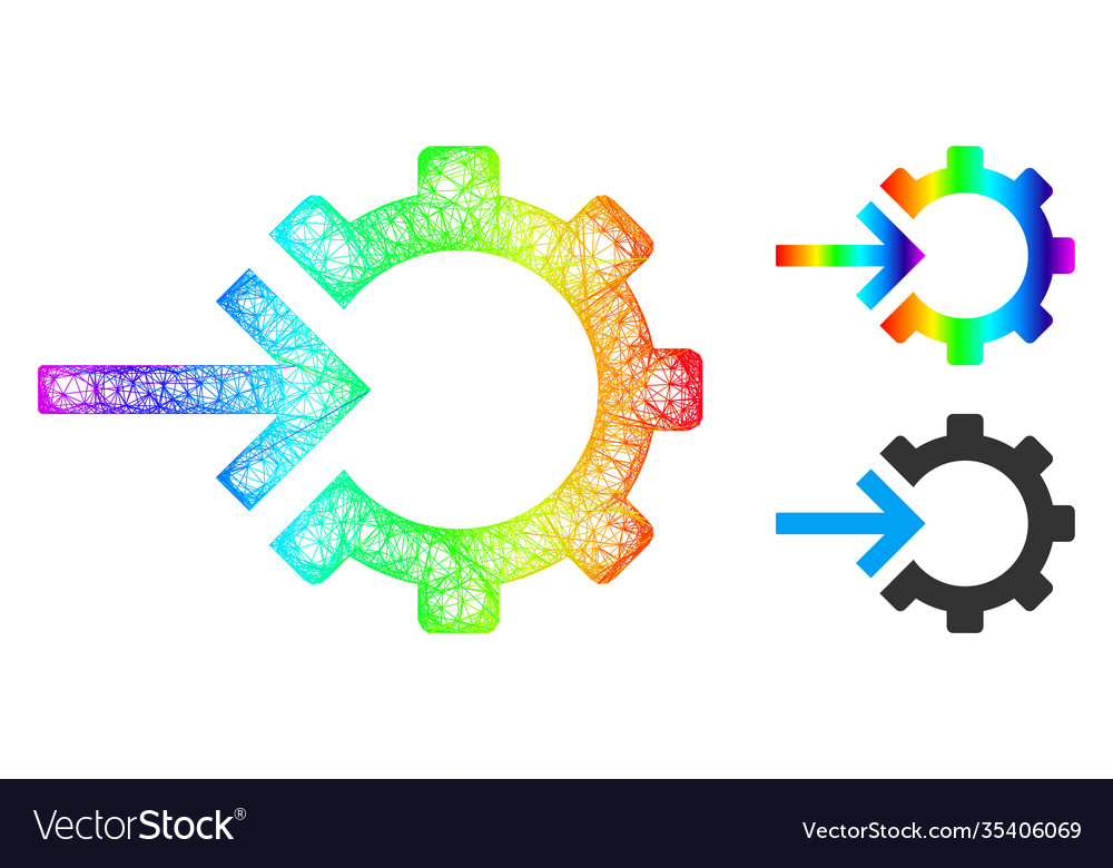Spectrum hatched gradient cog integration icon vector image Spectrum hatched gradient cog integration icon