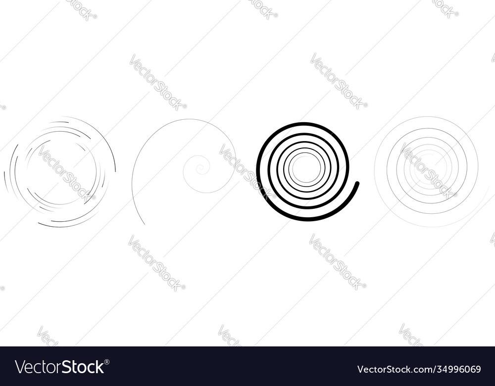 Spiral swirl twirl element set rotating circular vector image Spiral swirl twirl element set rotating circular