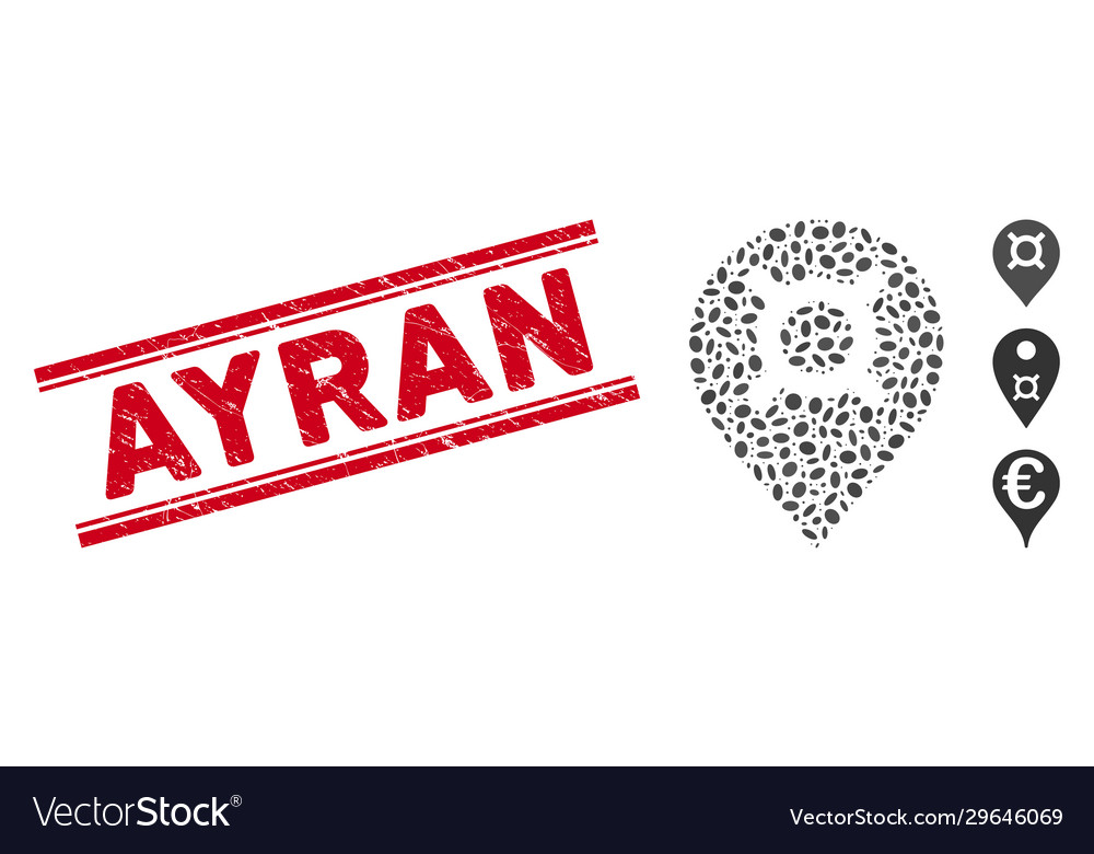Textured ayran line stamp with mosaic currency map Vector Image Textured ayran line stamp with mosaic currency map
