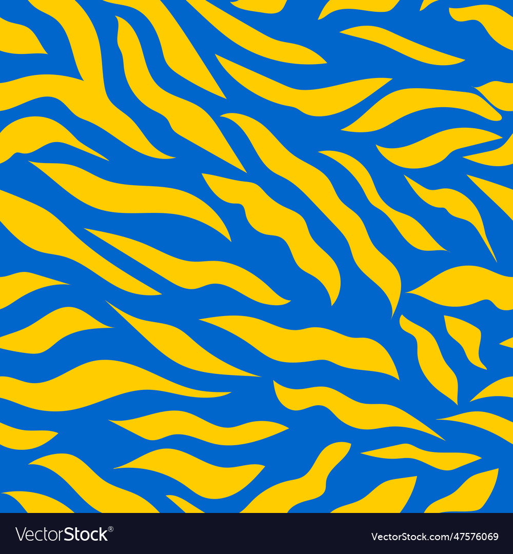 Yellow wavy stripes on a blue background seamless vector image Yellow wavy stripes on a blue background seamless
