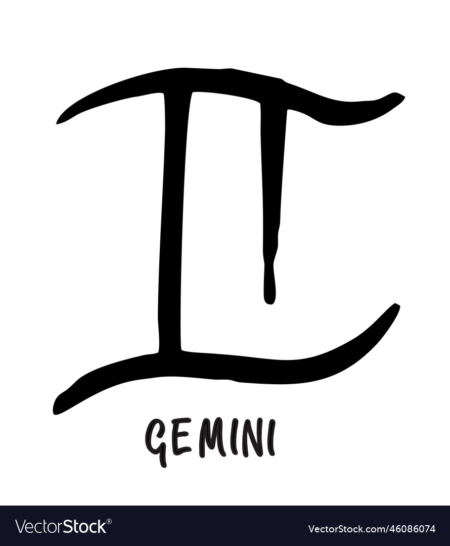 Astrological Gemini Zodiac Sign Hand Drawn Vector Image