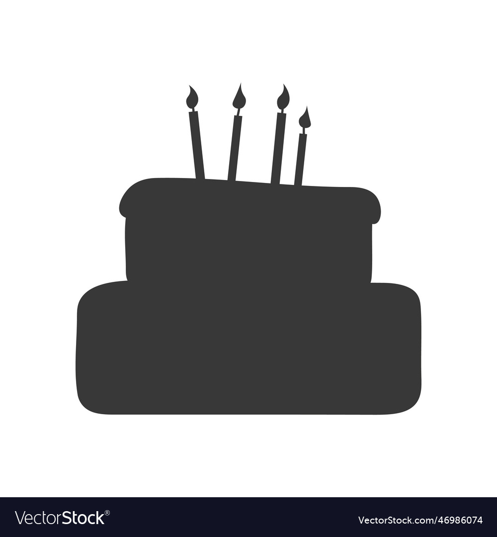 Birthday cake icon on white Royalty Free Vector Image