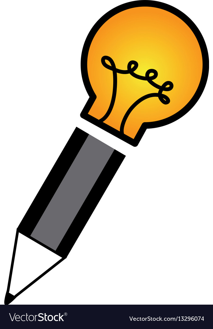 Bulb light with pencil Royalty Free Vector Image