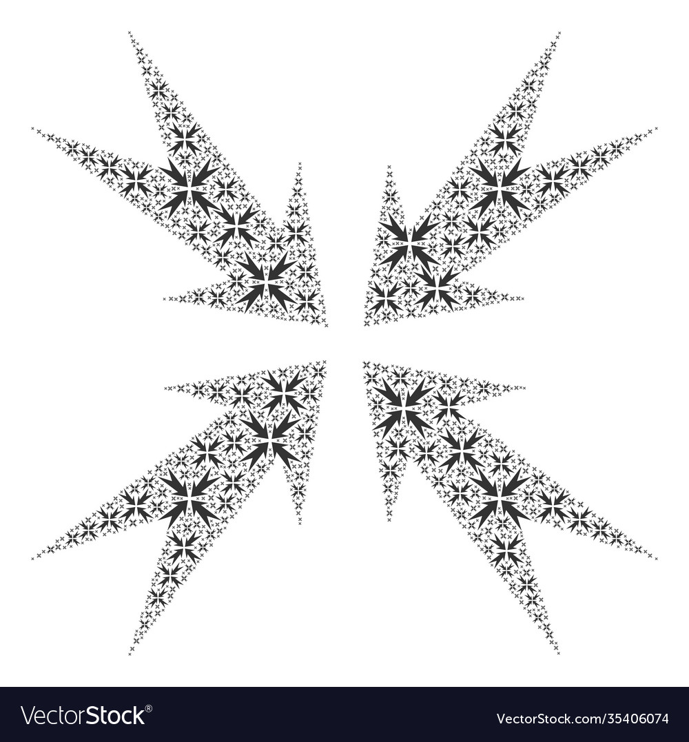 Compression arrows fractal mosaic itself icons vector image Compression arrows fractal mosaic itself icons