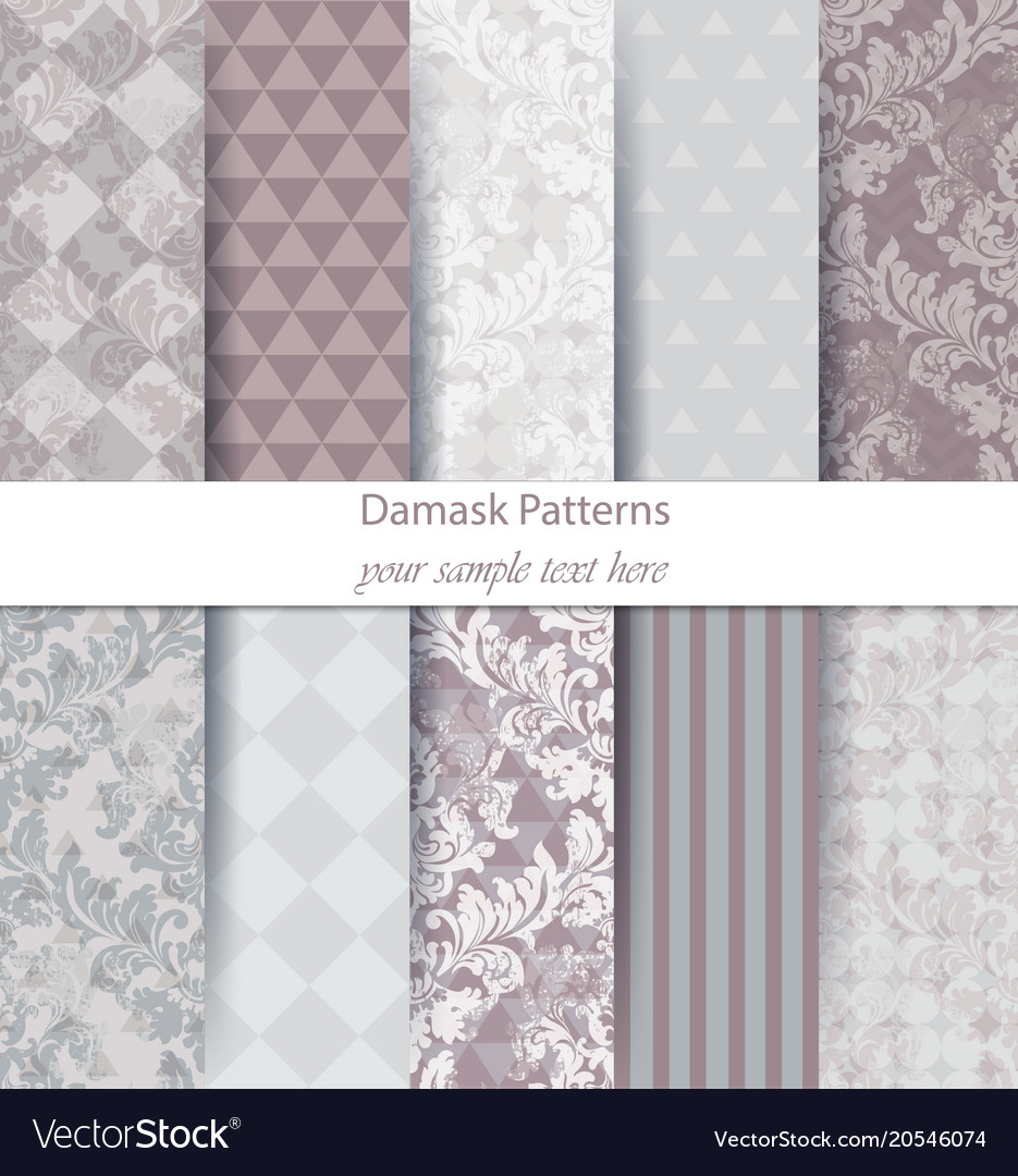 Damask pattern set collection baroque