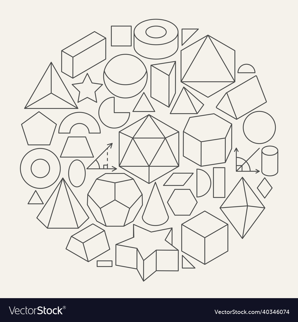 Geometric forms line icons circle vector image Geometric forms line icons circle