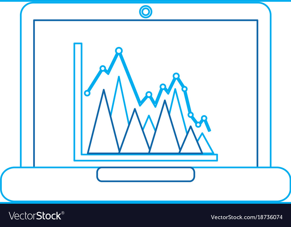 Graph chart on laptop screen icon image