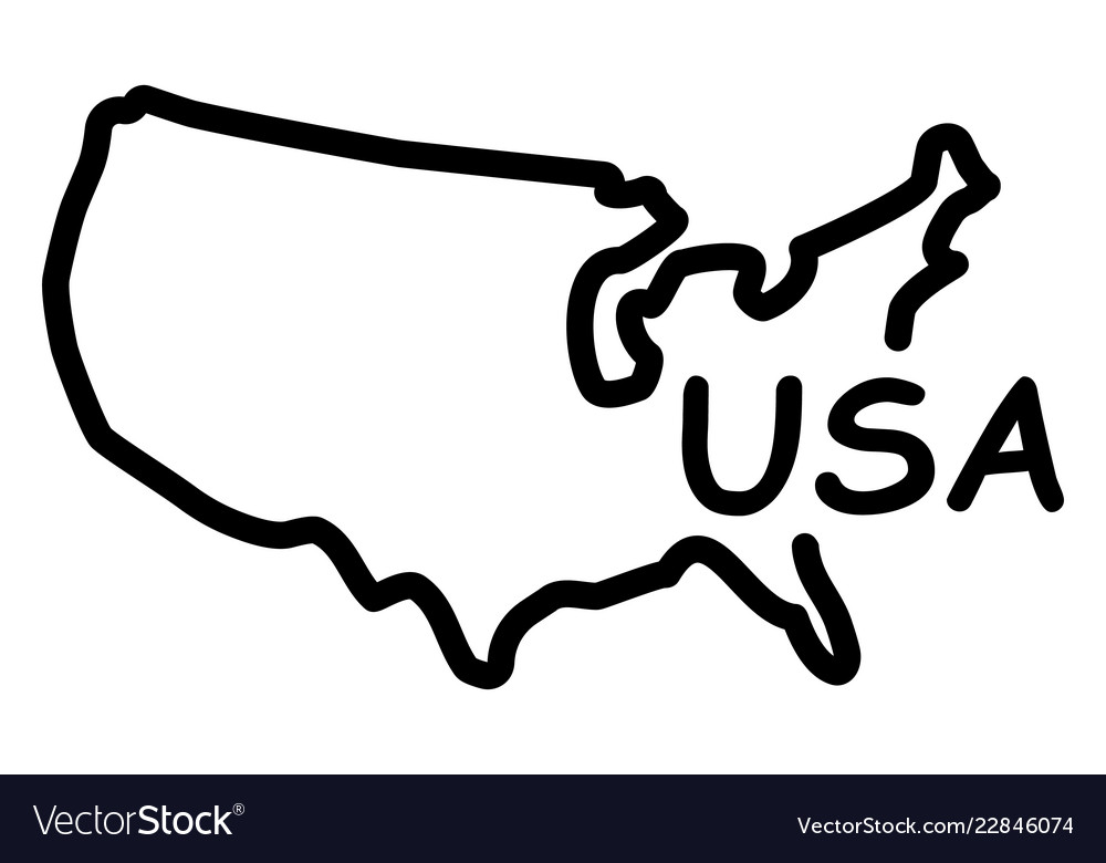 Hand-drawn Map Of The United States America Vector Image