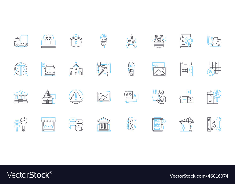 Layout linear icons set composition design vector image Layout linear icons set composition design