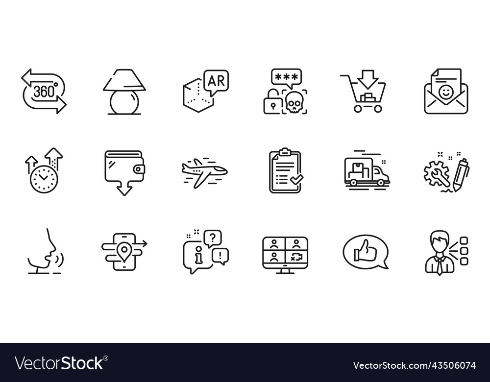 Outline set of table lamp third party and video Vector Image