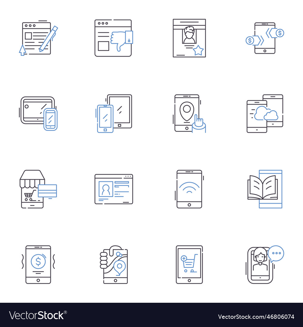 Pda line icons collection organize schedule Vector Image