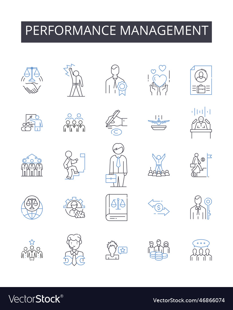 Performance management line icons collection