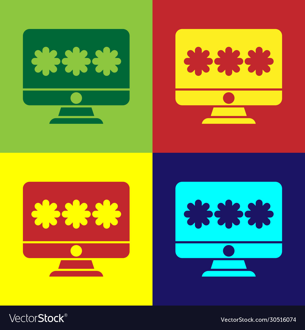 Pop art monitor with password notification icon vector image Pop art monitor with password notification icon