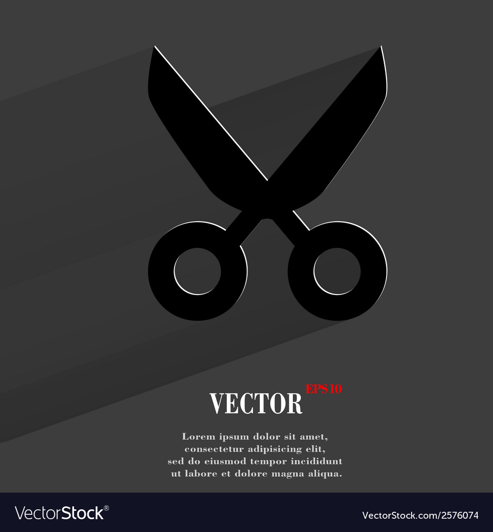 Scissors flat modern web button with long shadow