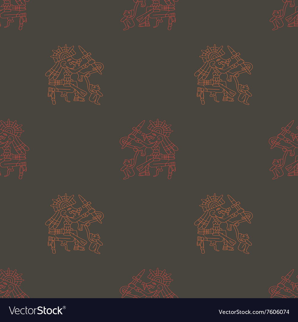 Seamless pattern with symbols from aztec codices