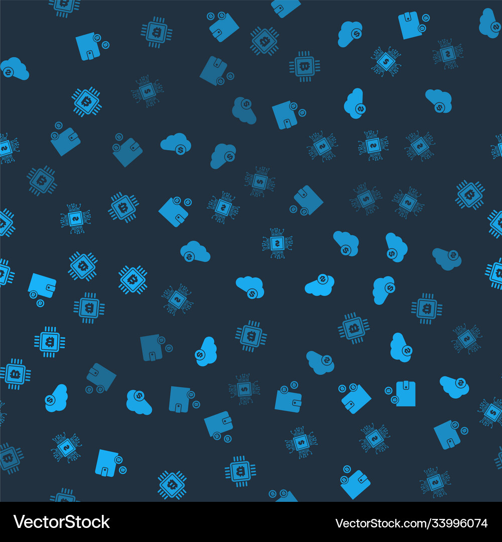 Set cryptocurrency wallet cloud mining processor Vector Image