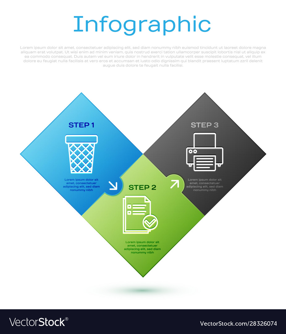 Set line trash can printer document and check Vector Image Set line trash can printer document and check