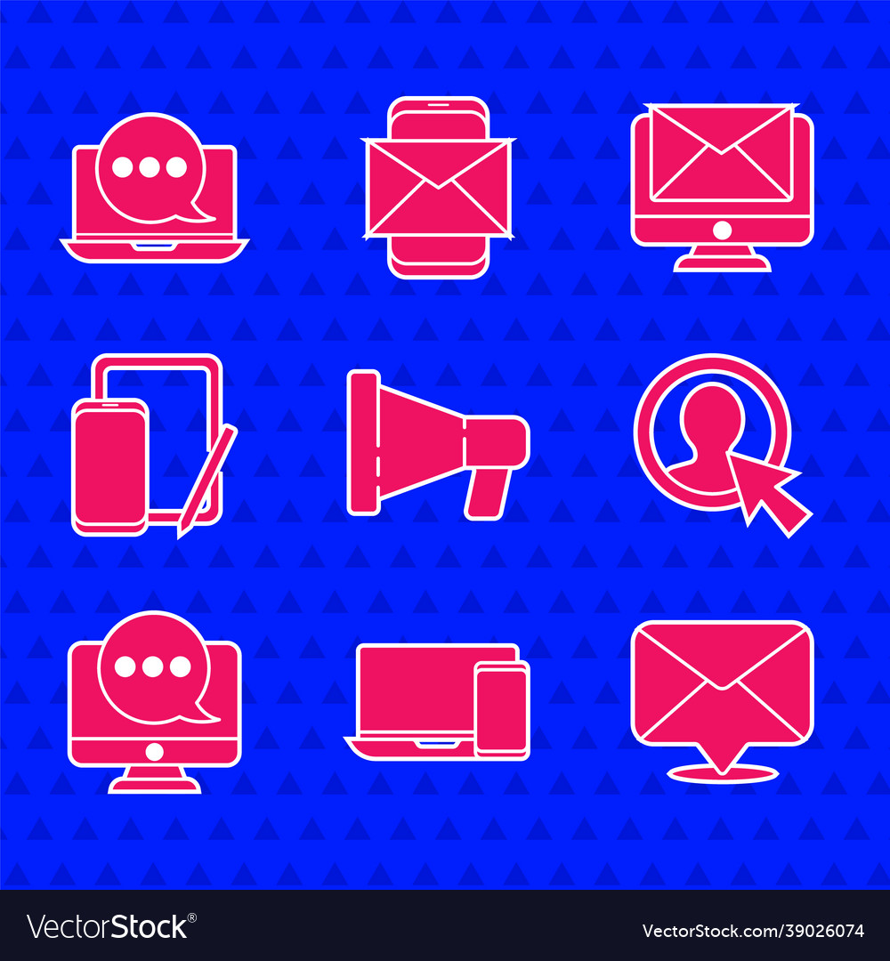 Set megaphone monitor and envelope create vector image Set megaphone monitor and envelope create