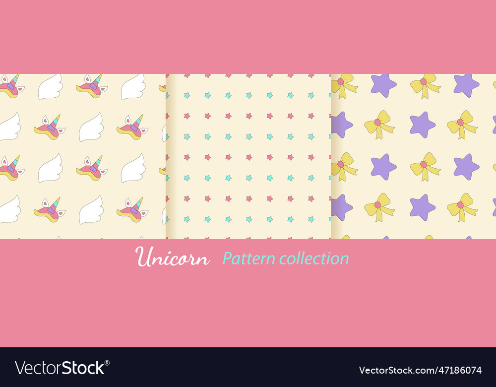 Set of unicorn patterns magical