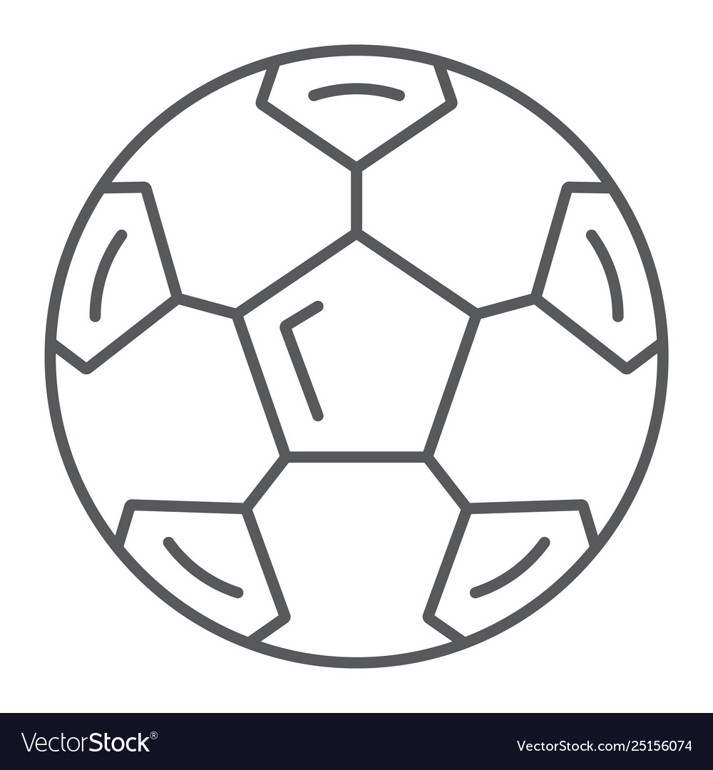 Soccer ball thin line icon sport and equipment