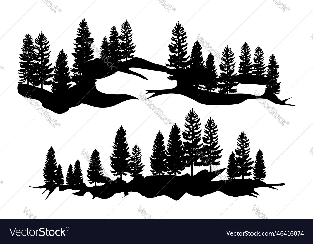 Tree silhouette background with tall and small