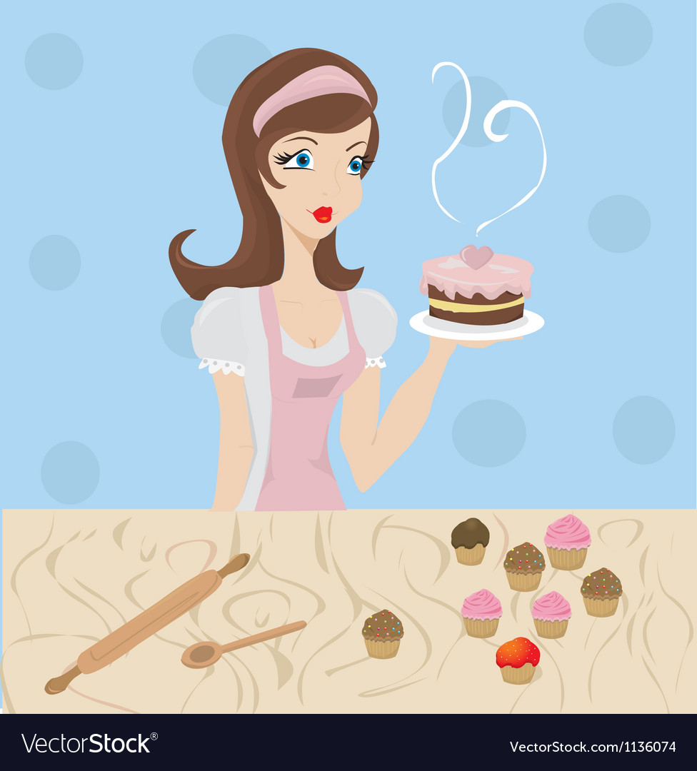 Woman baking Royalty Free Vector Image - VectorStock