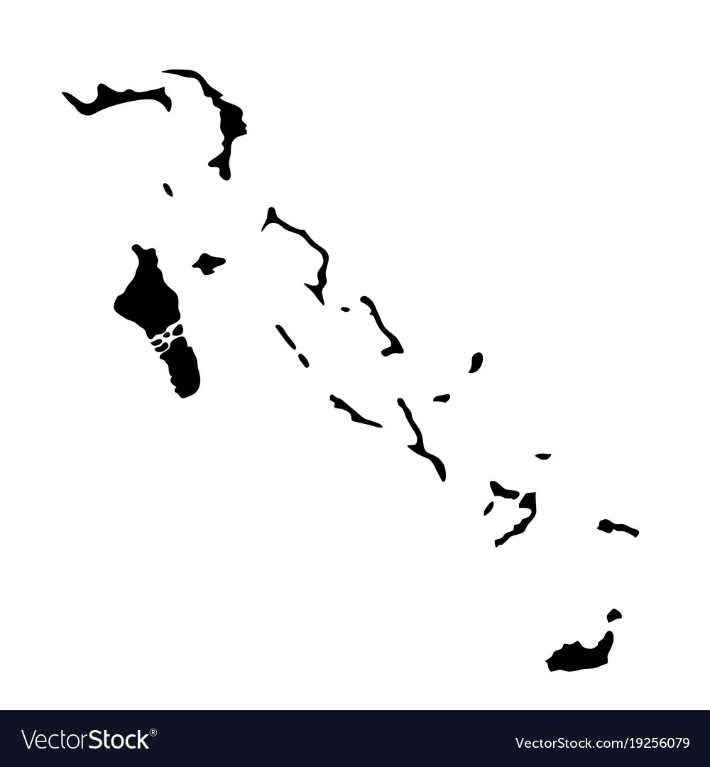 Black Silhouette Country Borders Map Of Bahamas Vector Image 