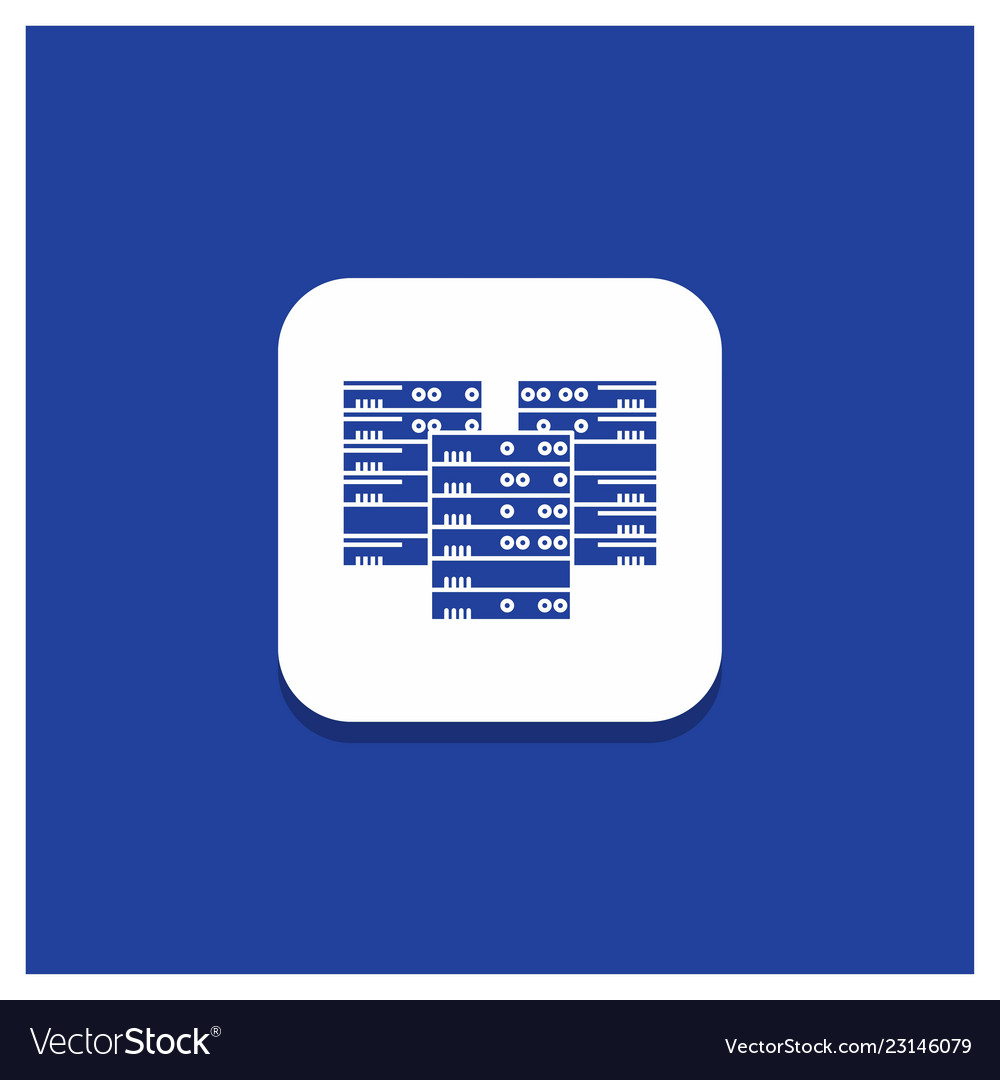 Blue round button for center centre data database