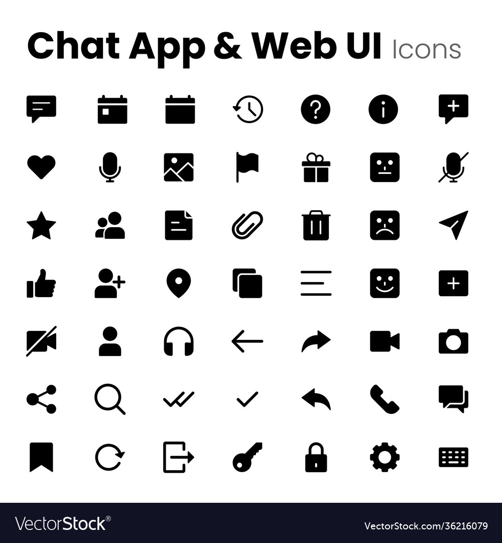 Chat app user interface icon set Royalty Free Vector Image