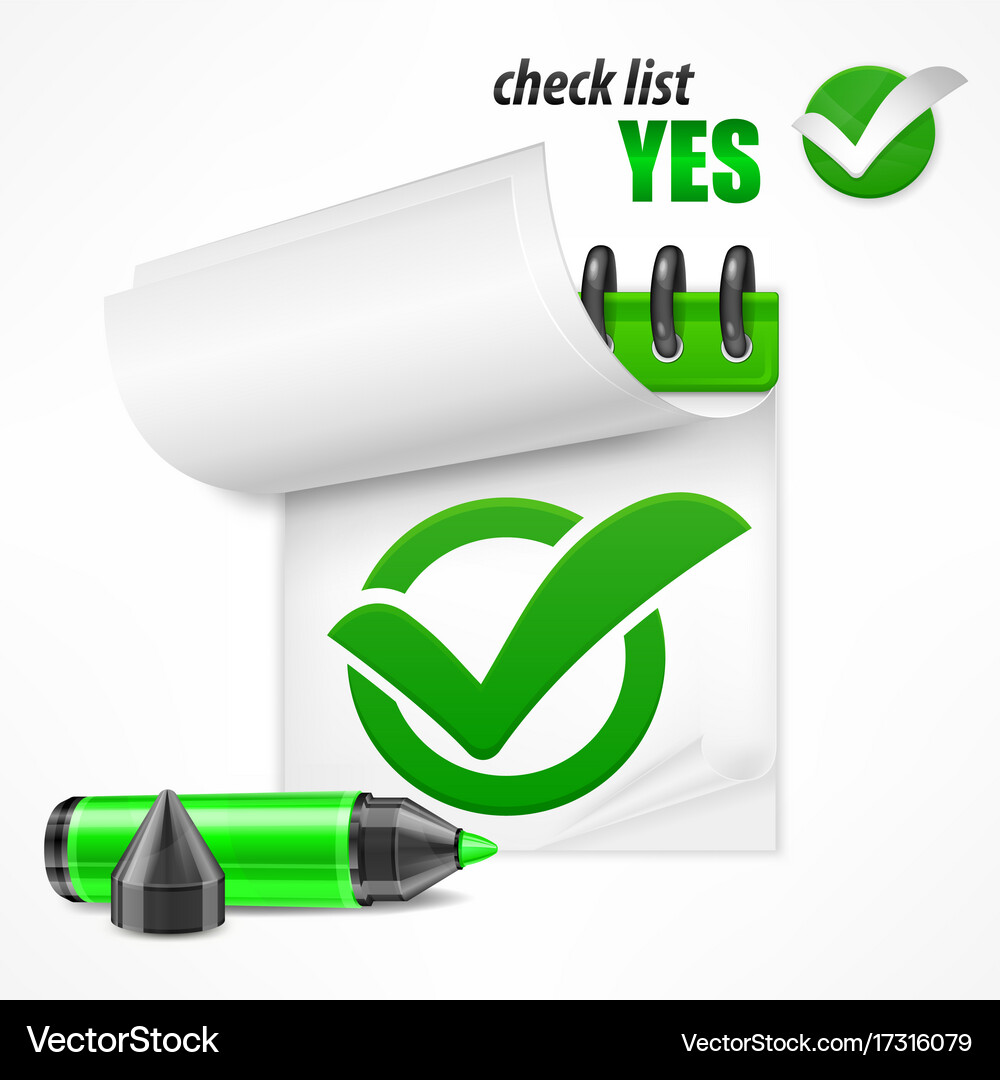 Checkmark on checklist Royalty Free Vector Image
