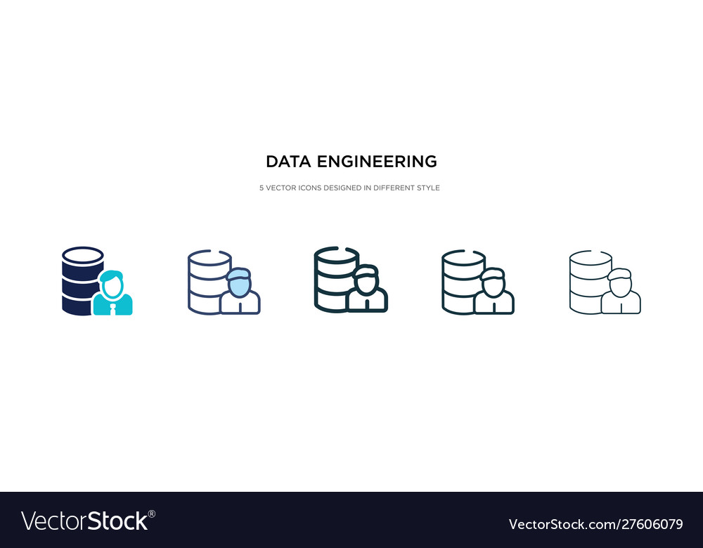 Data engineering icon in different style two vector image Data engineering icon in different style two